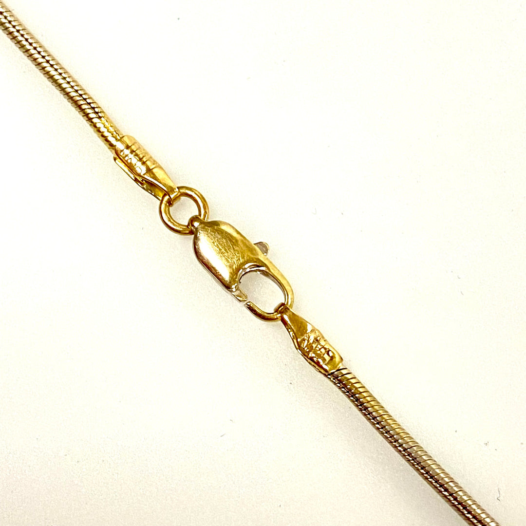 u877 Vintage 14K White Gold Italy Snake Link Chain Necklace 24" Long