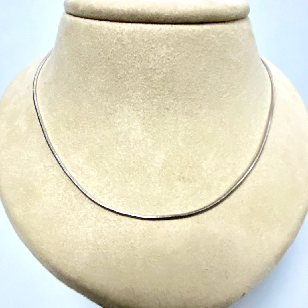 u877 Vintage 14K White Gold Italy Snake Link Chain Necklace 24" Long