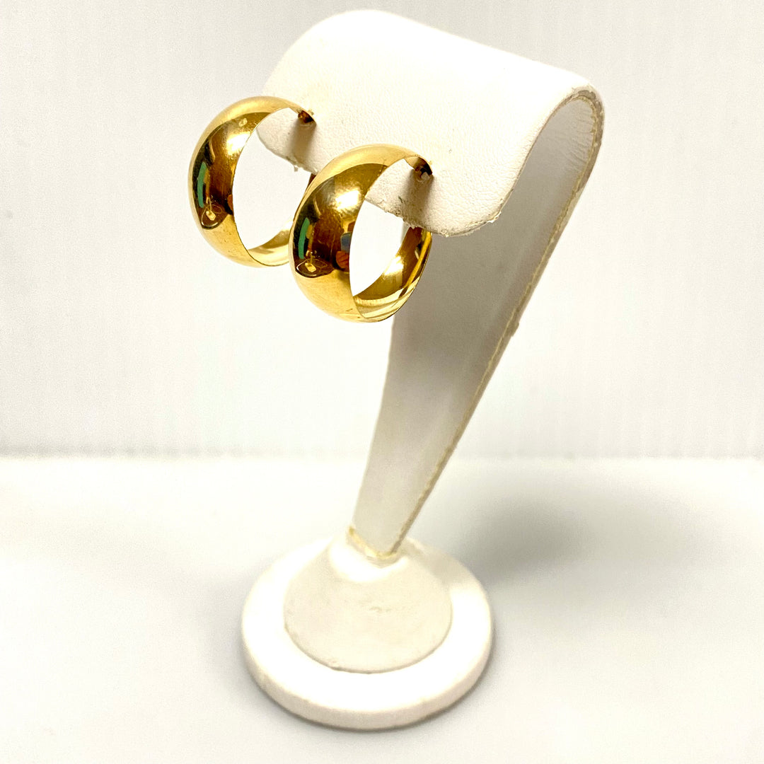 u881 Vintage Classic 14K Yellow Gold Classic Hoop Thick Dangle Earrings