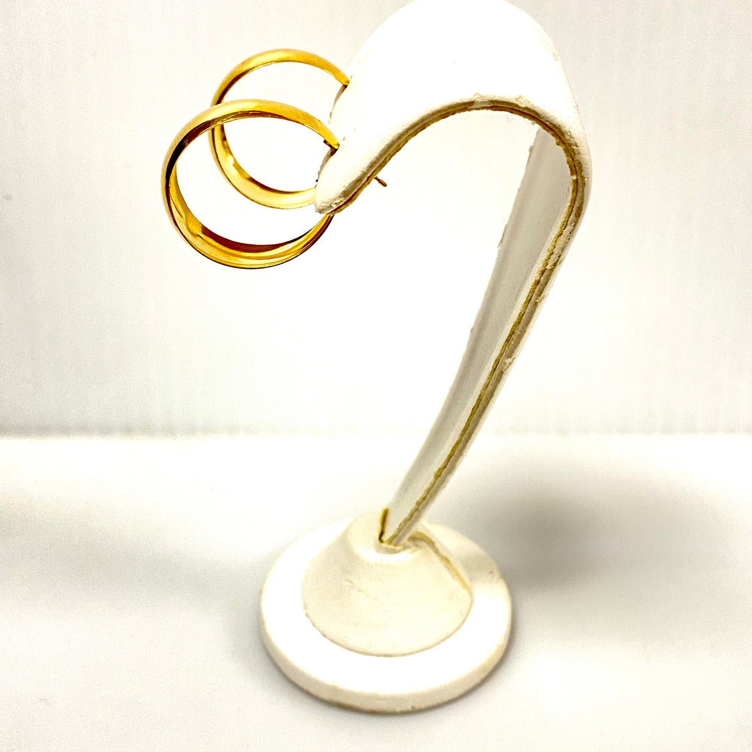 u881 Vintage Classic 14K Yellow Gold Classic Hoop Thick Dangle Earrings