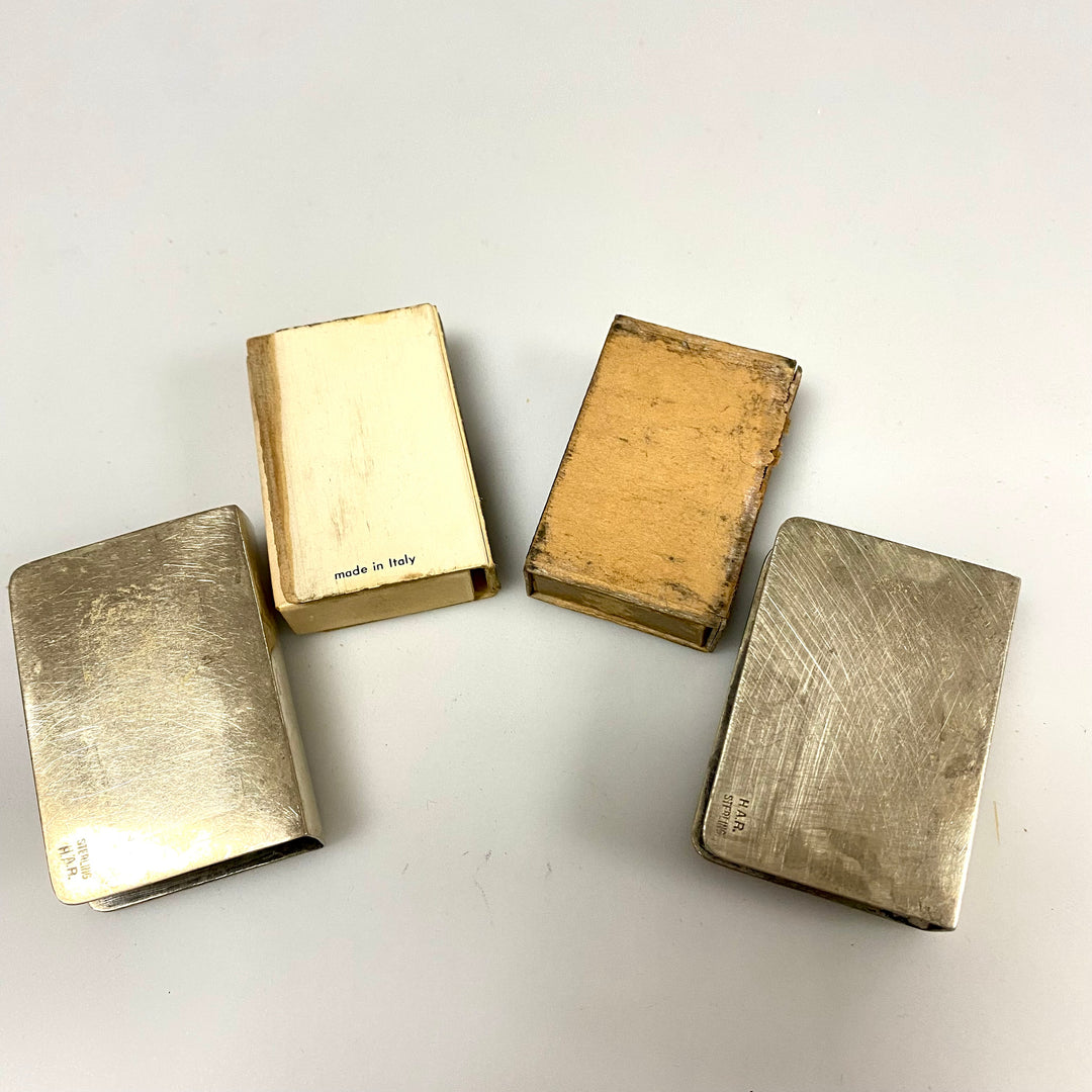 u887 Vintage Sterling Silver H.A.R. Match Box Holder Lot of 2 Collectibles