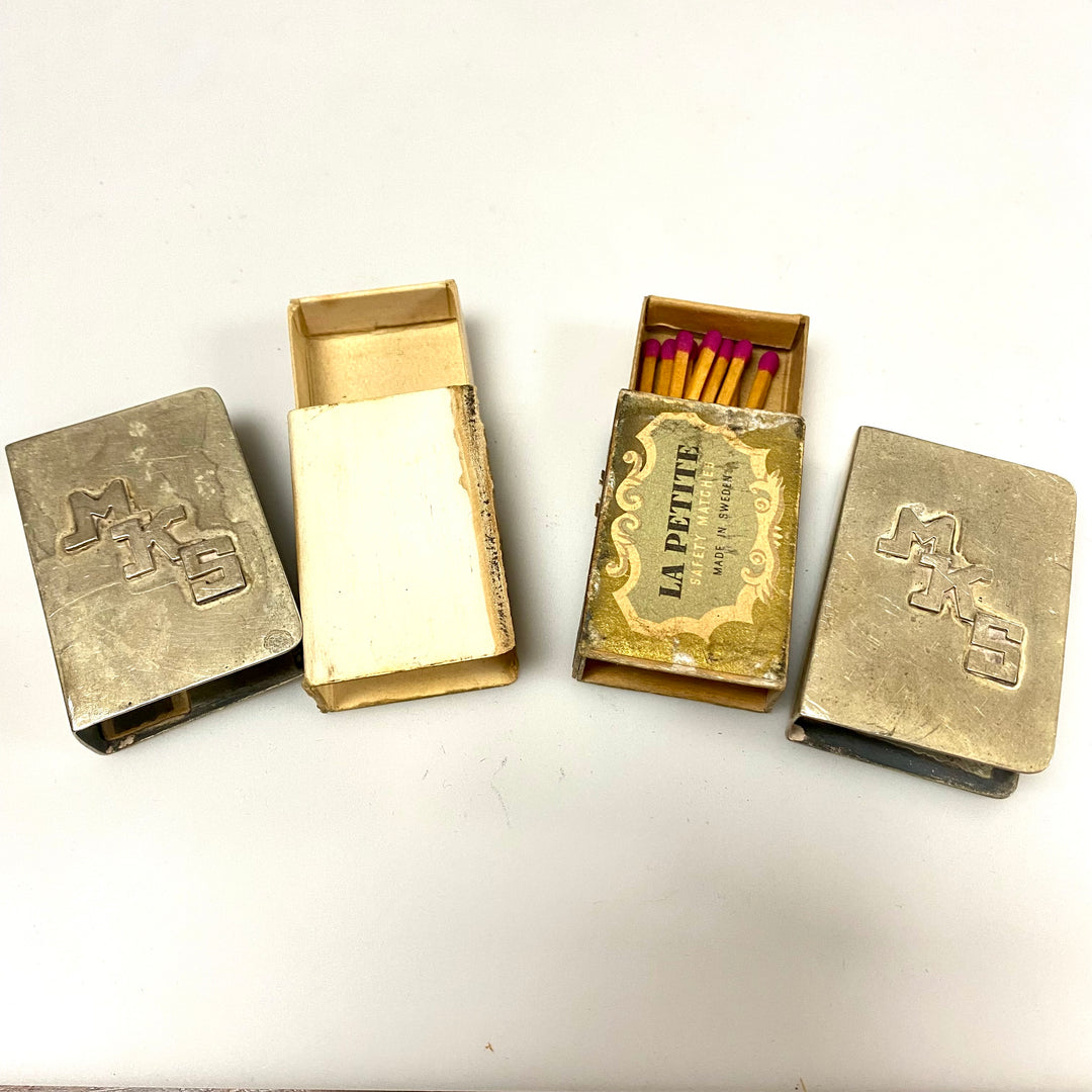 u887 Vintage Sterling Silver H.A.R. Match Box Holder Lot of 2 Collectibles