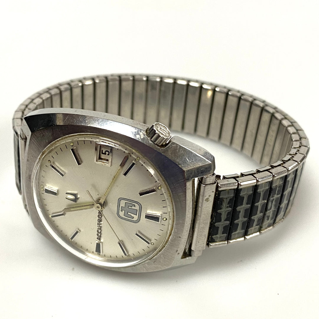 u911 Vintage Accutron Bulova Stainless Steel J194055 Men's Wrist Watch USA