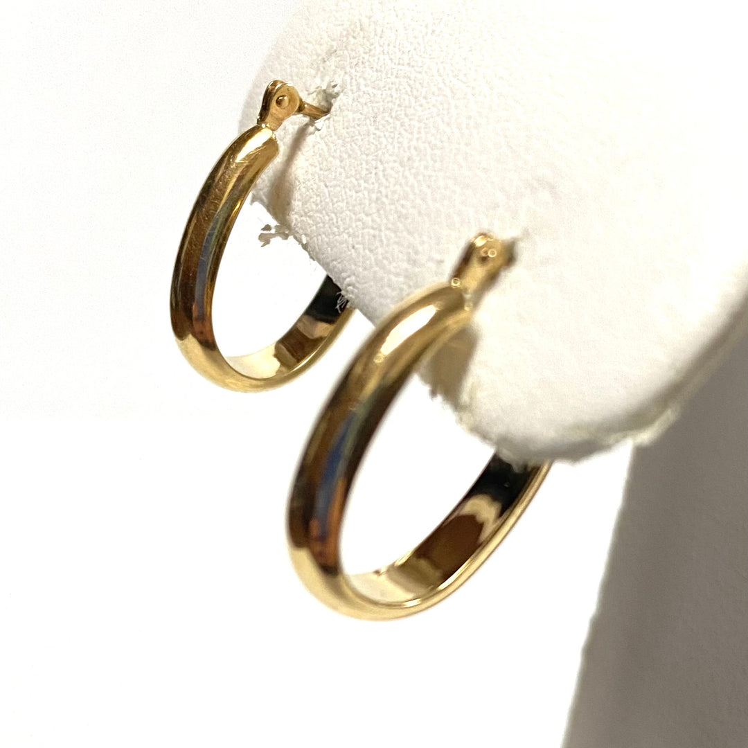 u918 Vintage Classic 14K Yellow Gold Oval Hoop Dangle Earrings