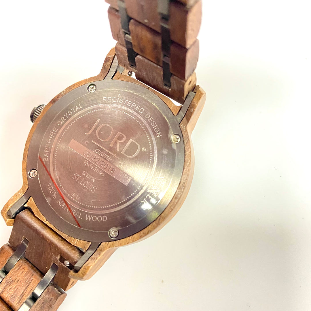 u928 JORD Stainless Steel & Natural Wood Men's Wrist Watch Born in St. Louis