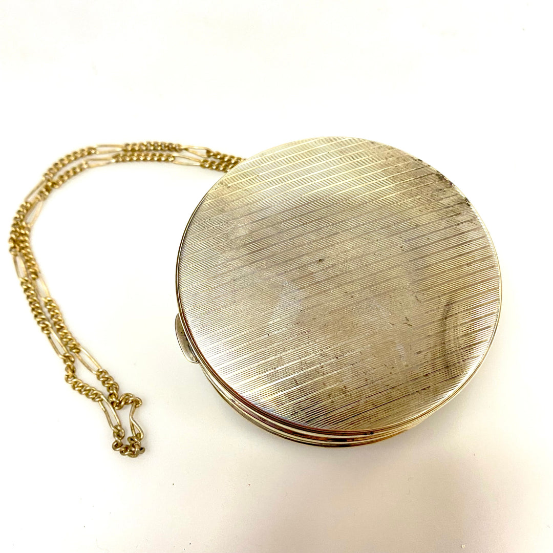u935 Vintage LEW Sterling Silver Wristlet Compact 2Compartment Mirror Powder Box
