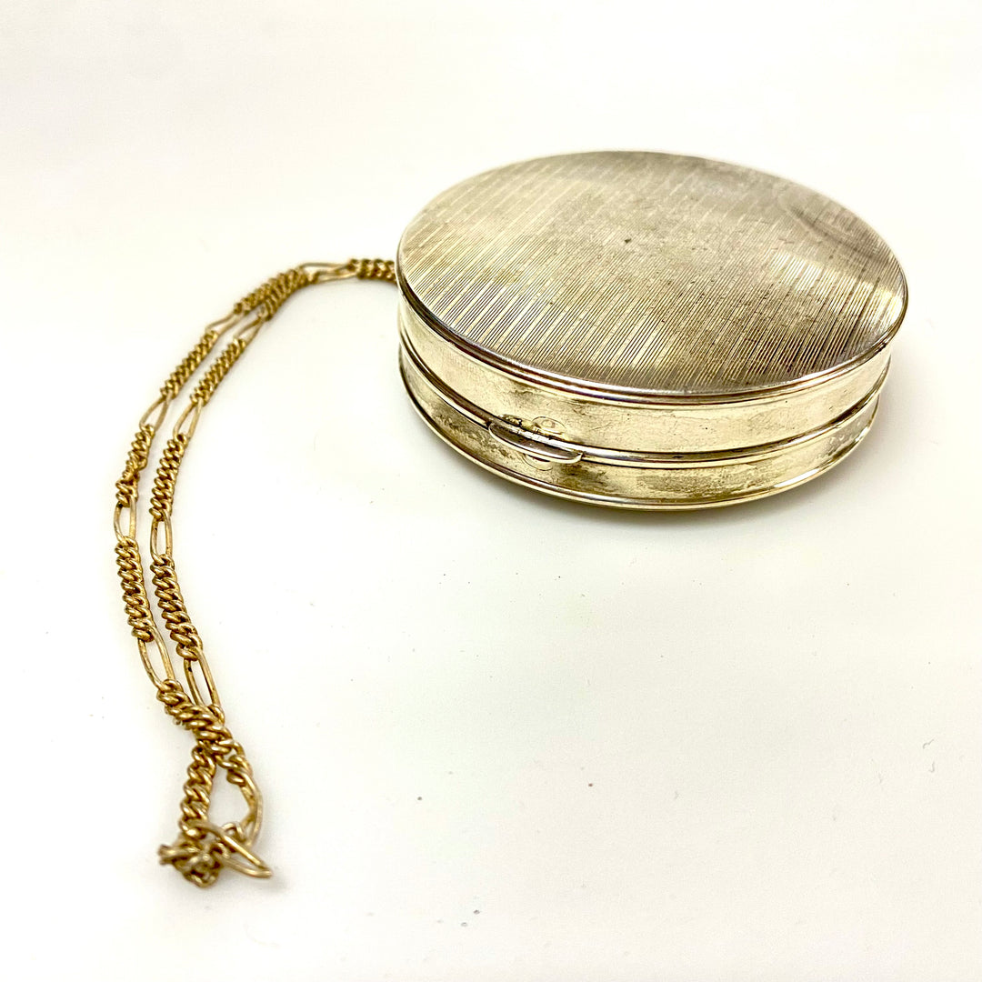 u935 Vintage LEW Sterling Silver Wristlet Compact 2Compartment Mirror Powder Box