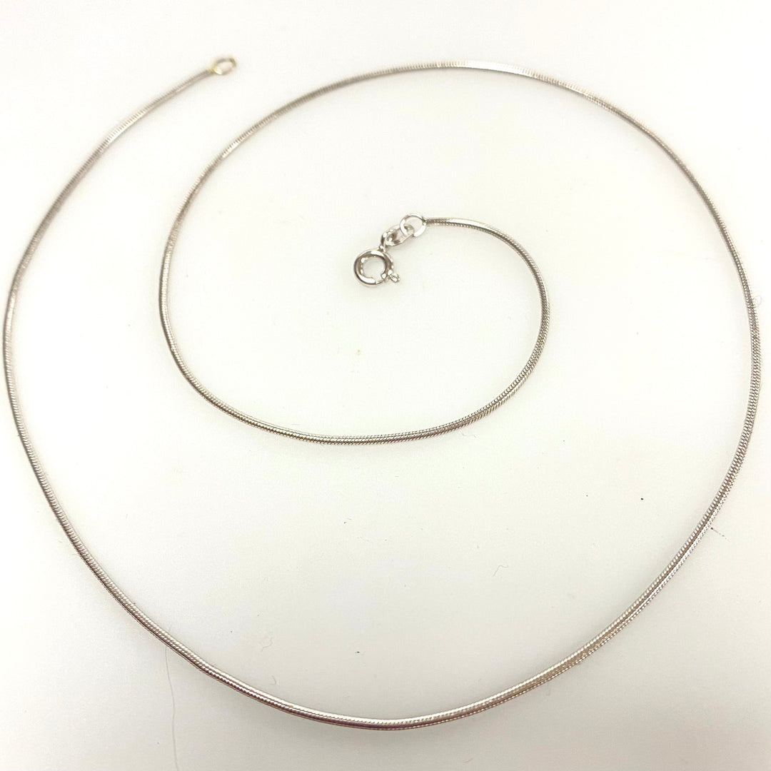 u946 Vintage 14K White Gold Italy Snake Style Chain Necklace 16" Long