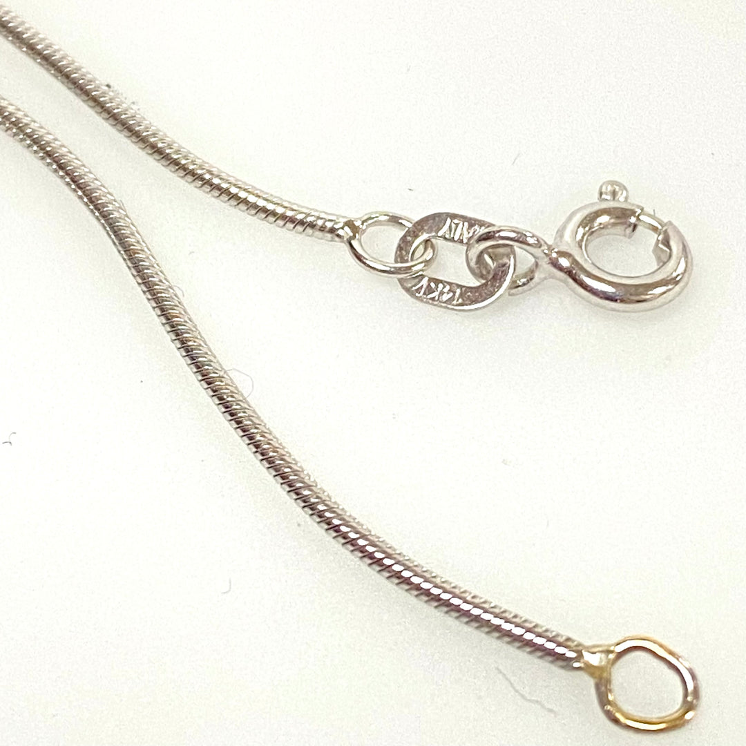 u946 Vintage 14K White Gold Italy Snake Style Chain Necklace 16" Long