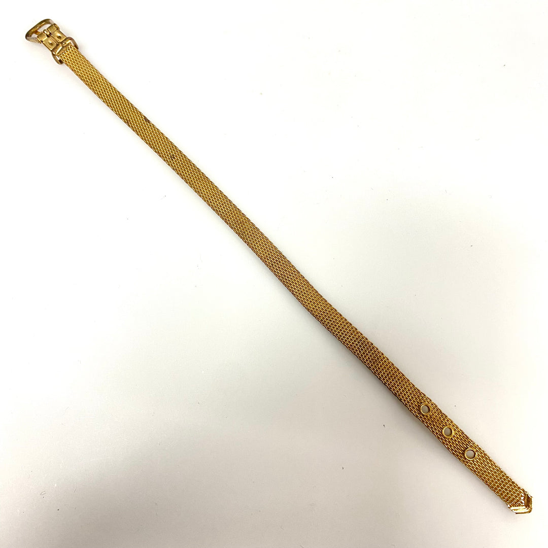 u950 Vintage Stainless Steel Gold Filled Gold Tone Adjustable Belt Bracelet 7.5"