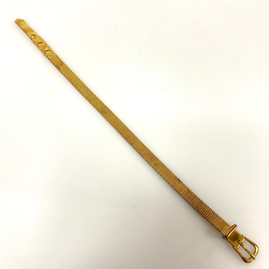 u950 Vintage Stainless Steel Gold Filled Gold Tone Adjustable Belt Bracelet 7.5"