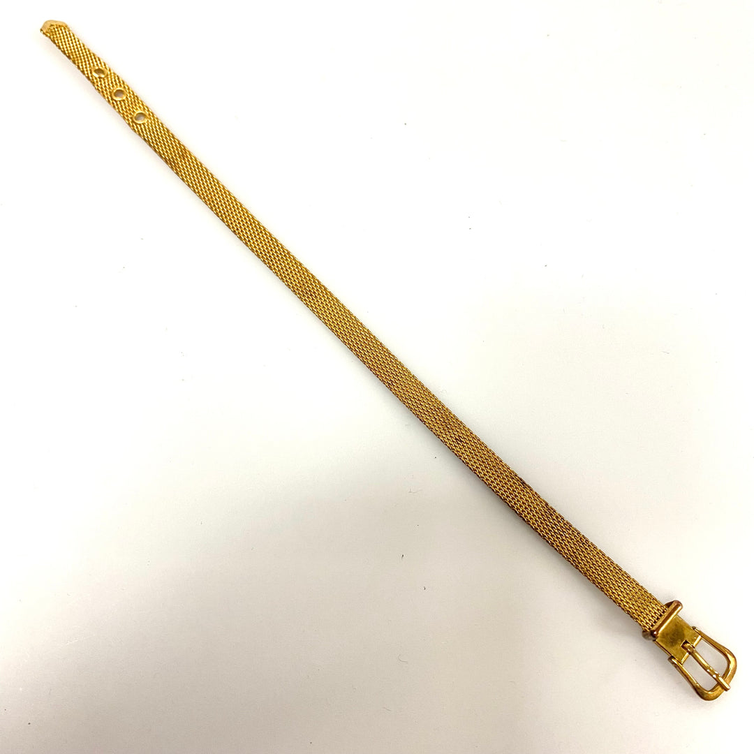 u950 Vintage Stainless Steel Gold Filled Gold Tone Adjustable Belt Bracelet 7.5"