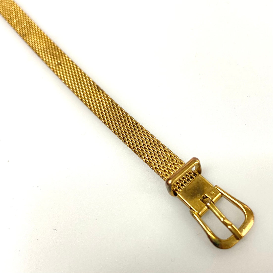 u950 Vintage Stainless Steel Gold Filled Gold Tone Adjustable Belt Bracelet 7.5"