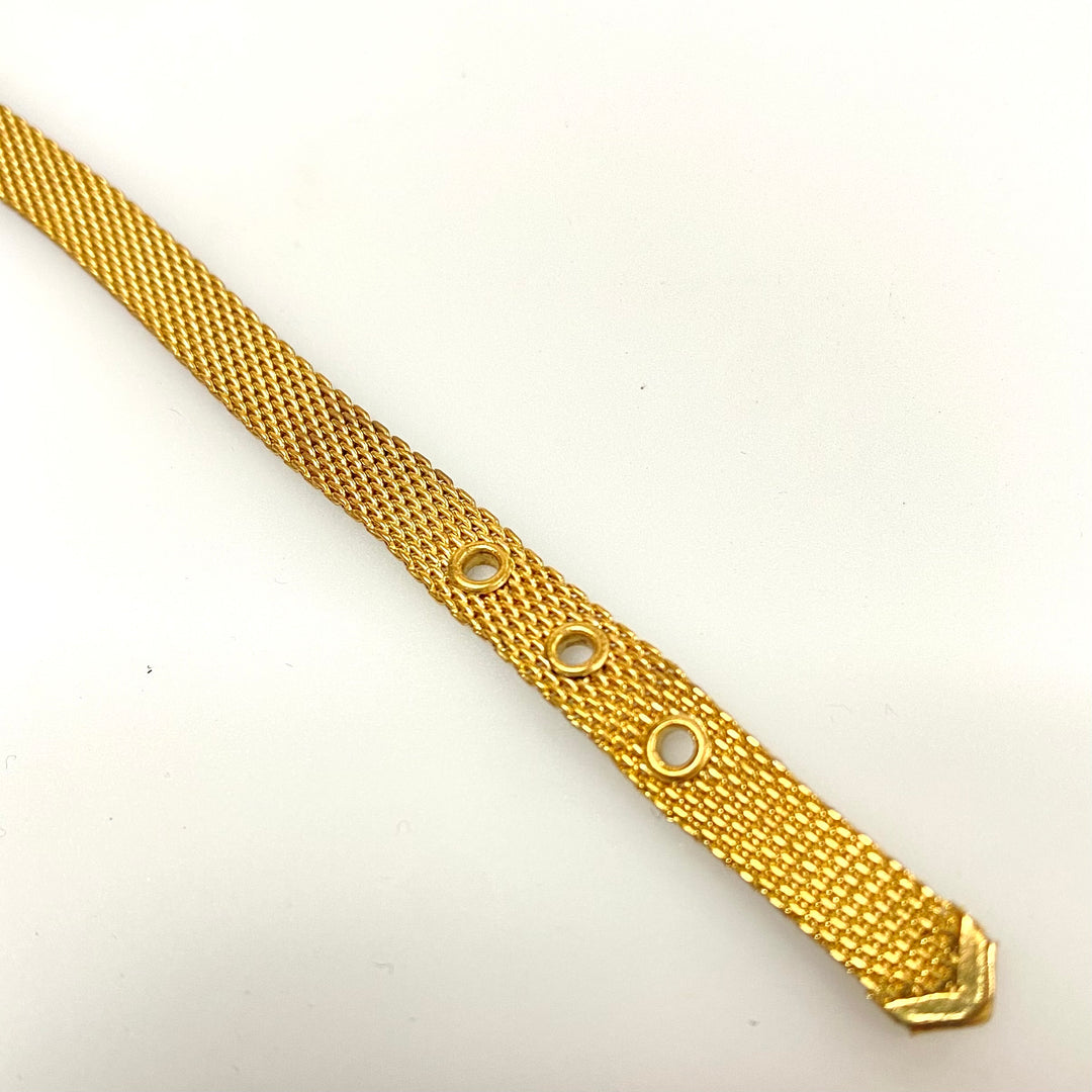 u950 Vintage Stainless Steel Gold Filled Gold Tone Adjustable Belt Bracelet 7.5"