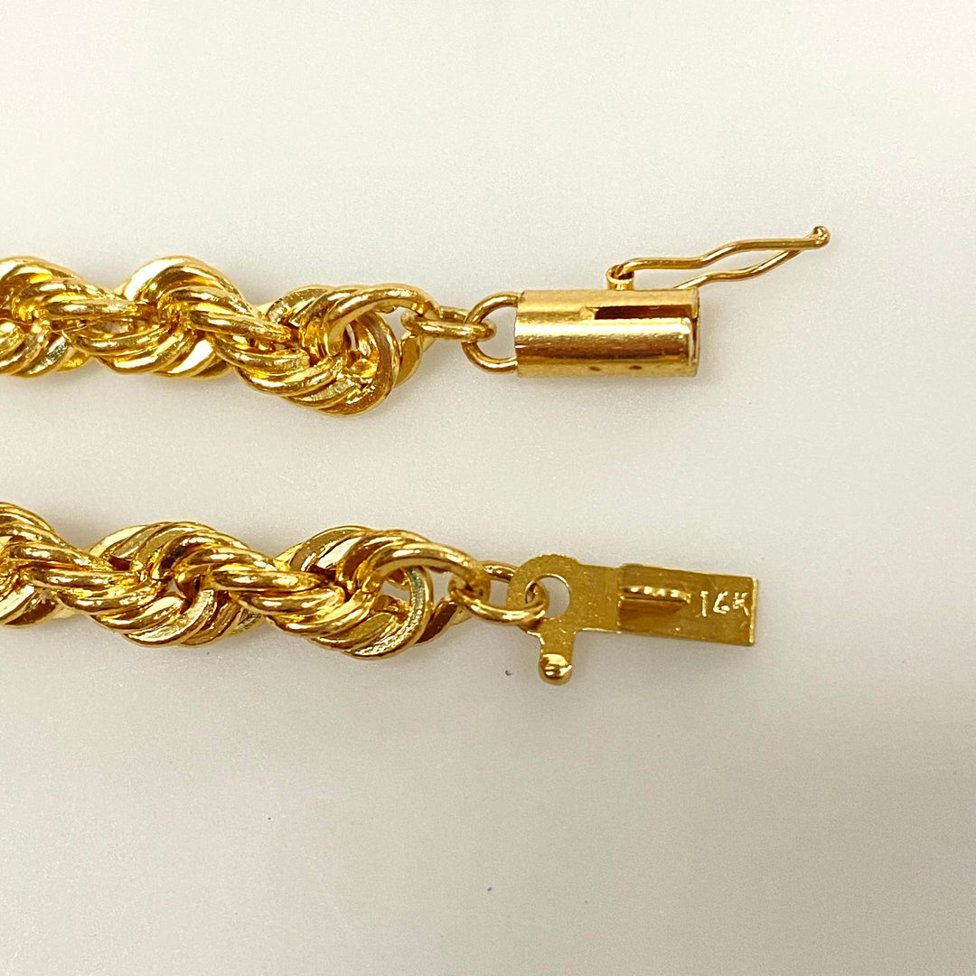 u951 Vintage 14K Yellow Gold 5.75mm Thick Rope Chain Bracelet 8.25" long