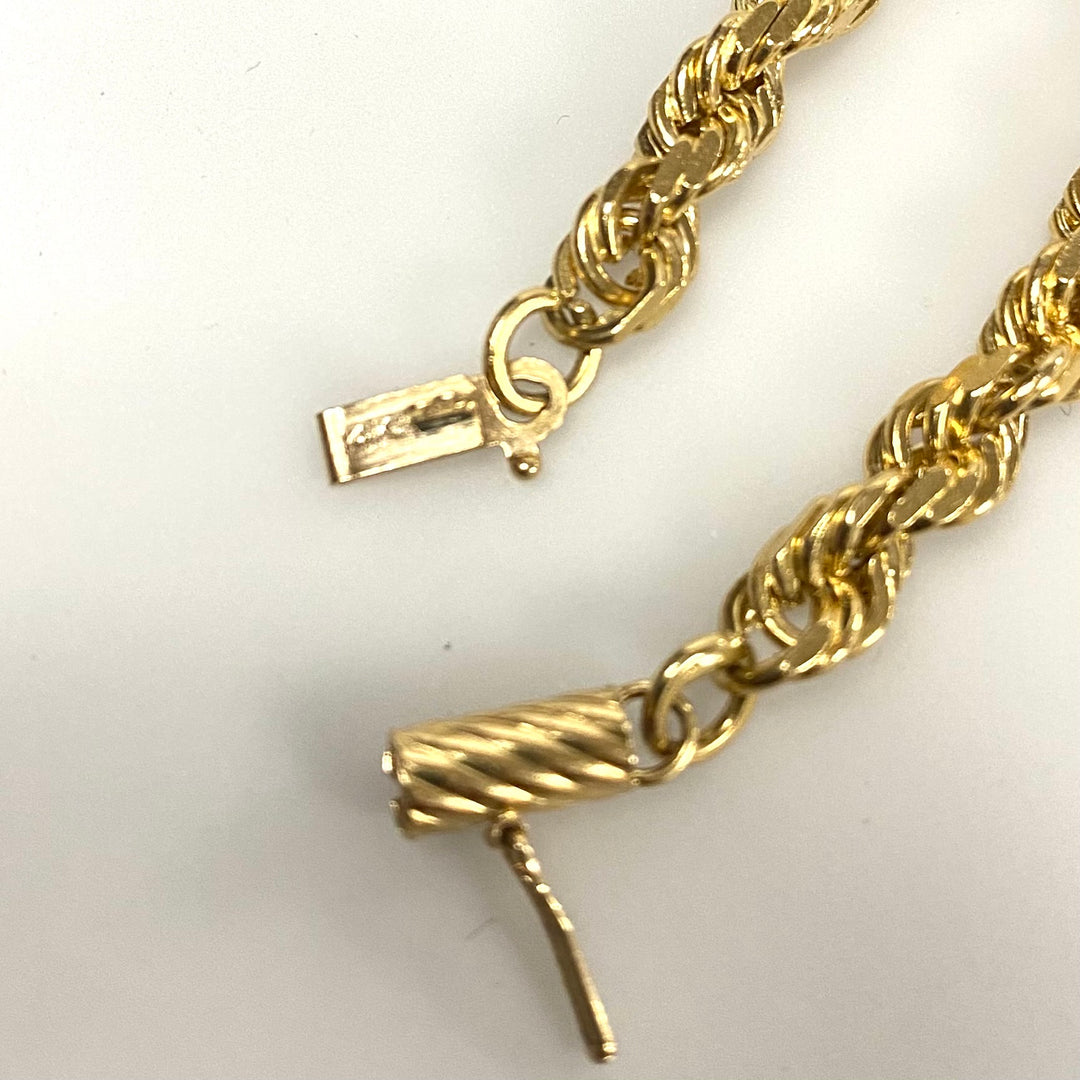 u952 Vintage 14K Yellow Gold Thick Rope Style Chain Necklace 22" Long