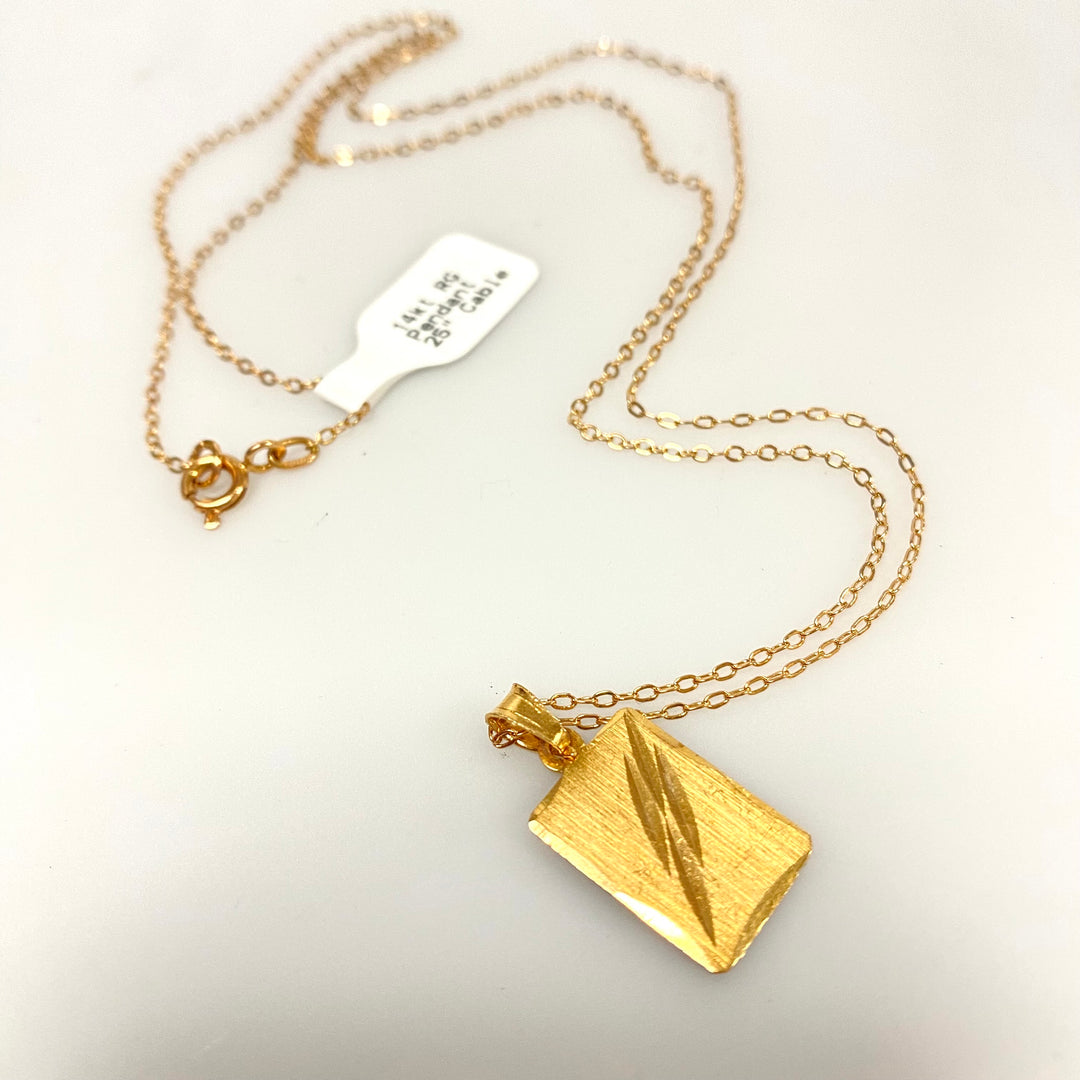 u954 Vintage 14K Rose Gold 25" Cable Chain Necklace 14K RG Pendant Made in USSR