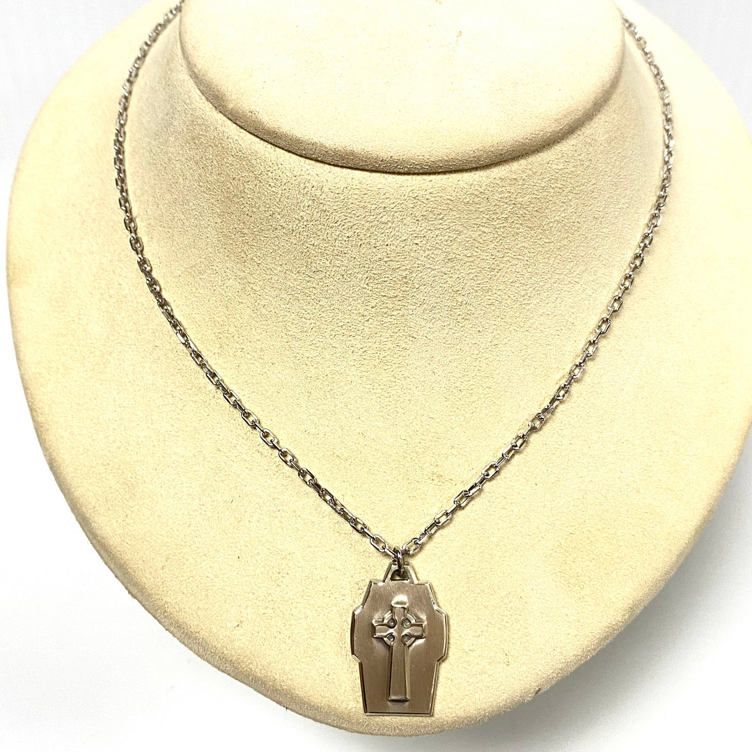 u955 Vintage Sterling Silver Pendant Link Chain Necklace 18" Long Presbyterian