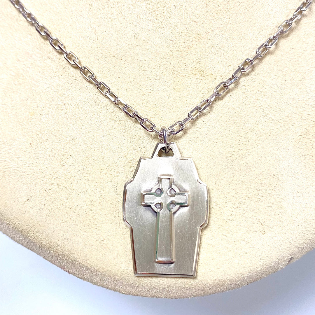 u955 Vintage Sterling Silver Pendant Link Chain Necklace 18" Long Presbyterian