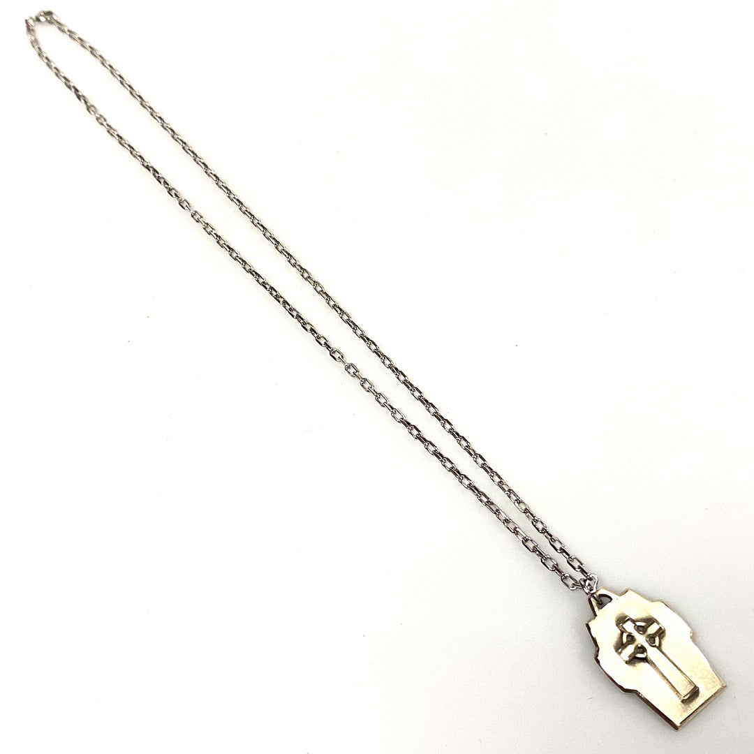 u955 Vintage Sterling Silver Pendant Link Chain Necklace 18" Long Presbyterian