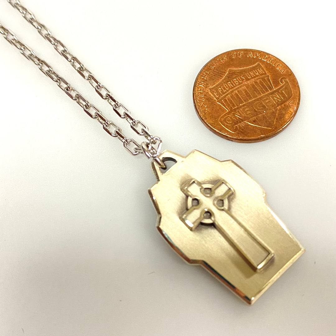 u955 Vintage Sterling Silver Pendant Link Chain Necklace 18" Long Presbyterian