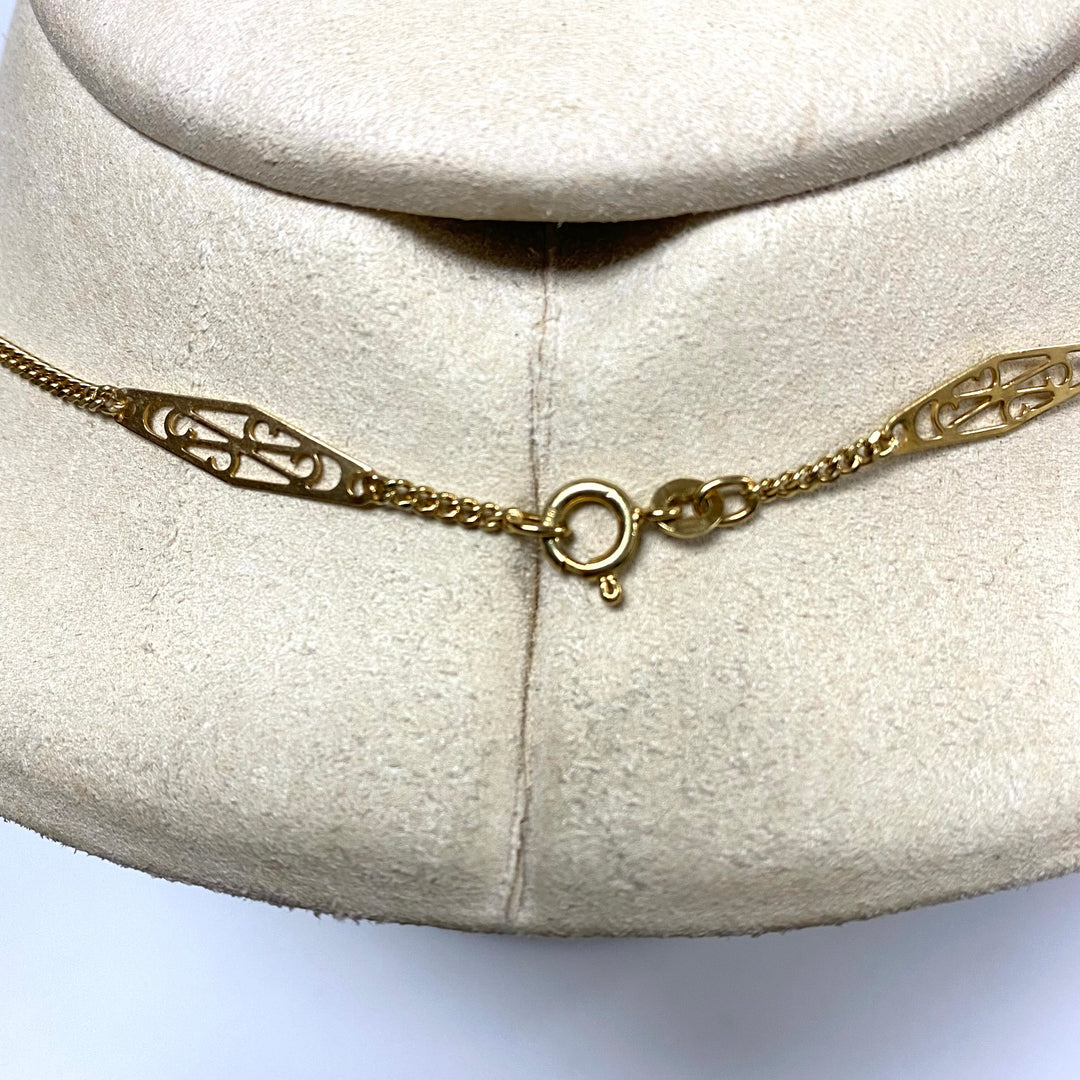 u966 Vintage 14K Yellow Gold Station Style Chain Necklace 24" Long