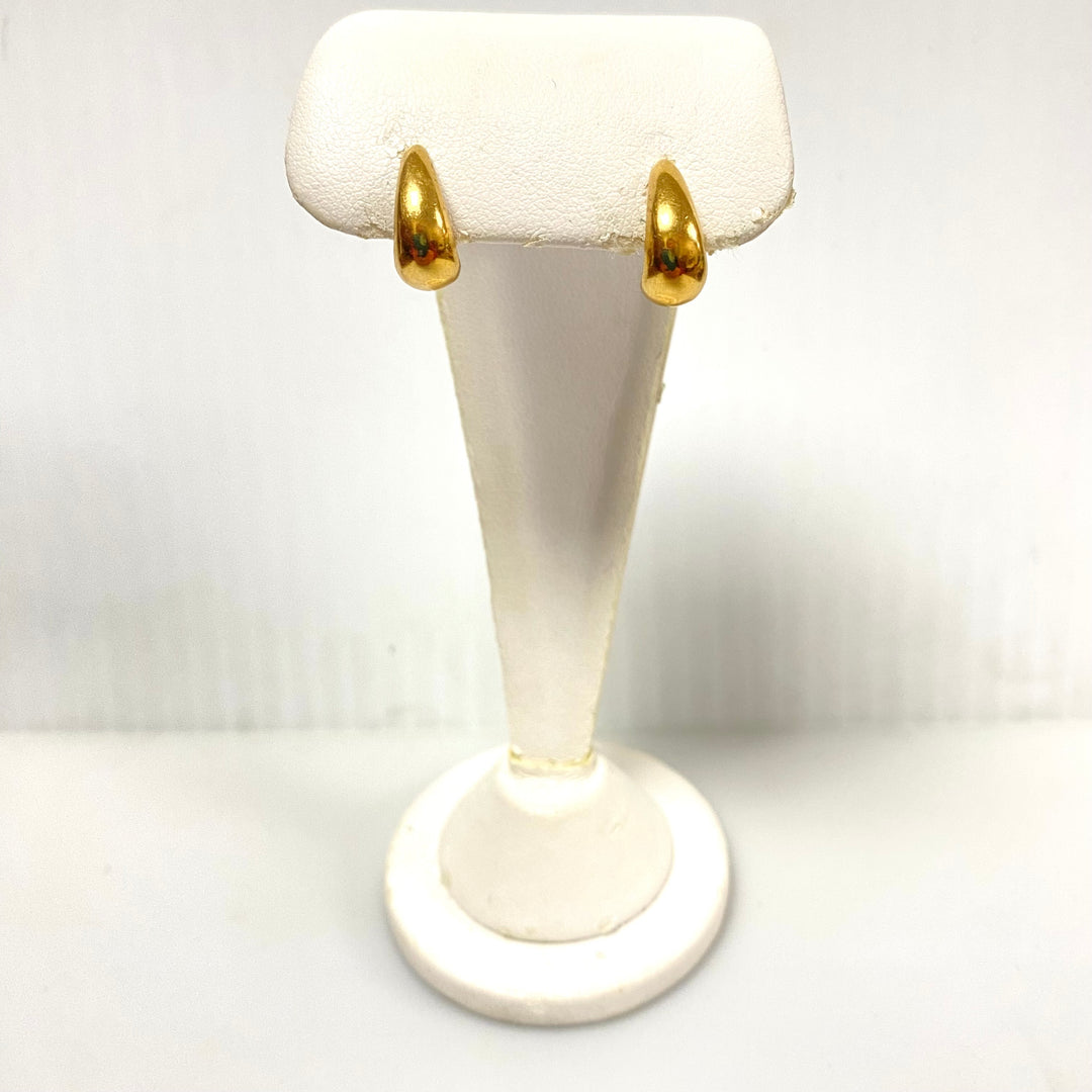 u968 Vintage Classic 14k Yellow Tapered Hoop Dangling Earrings