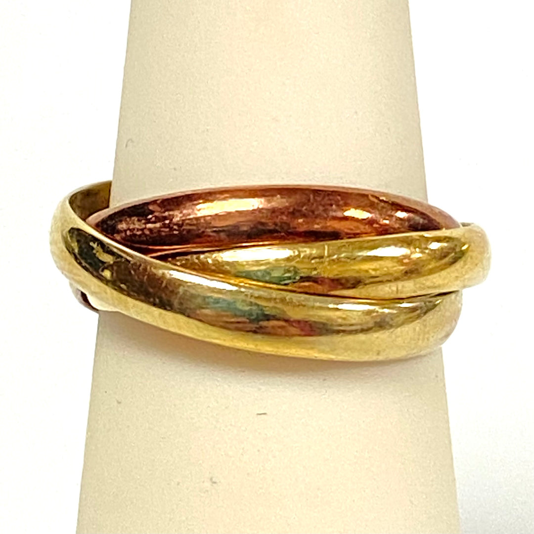 u970 Vintage .333/9k Yellow Rose Gold 2.5mm 3 Mixed Bands Ring Size 6