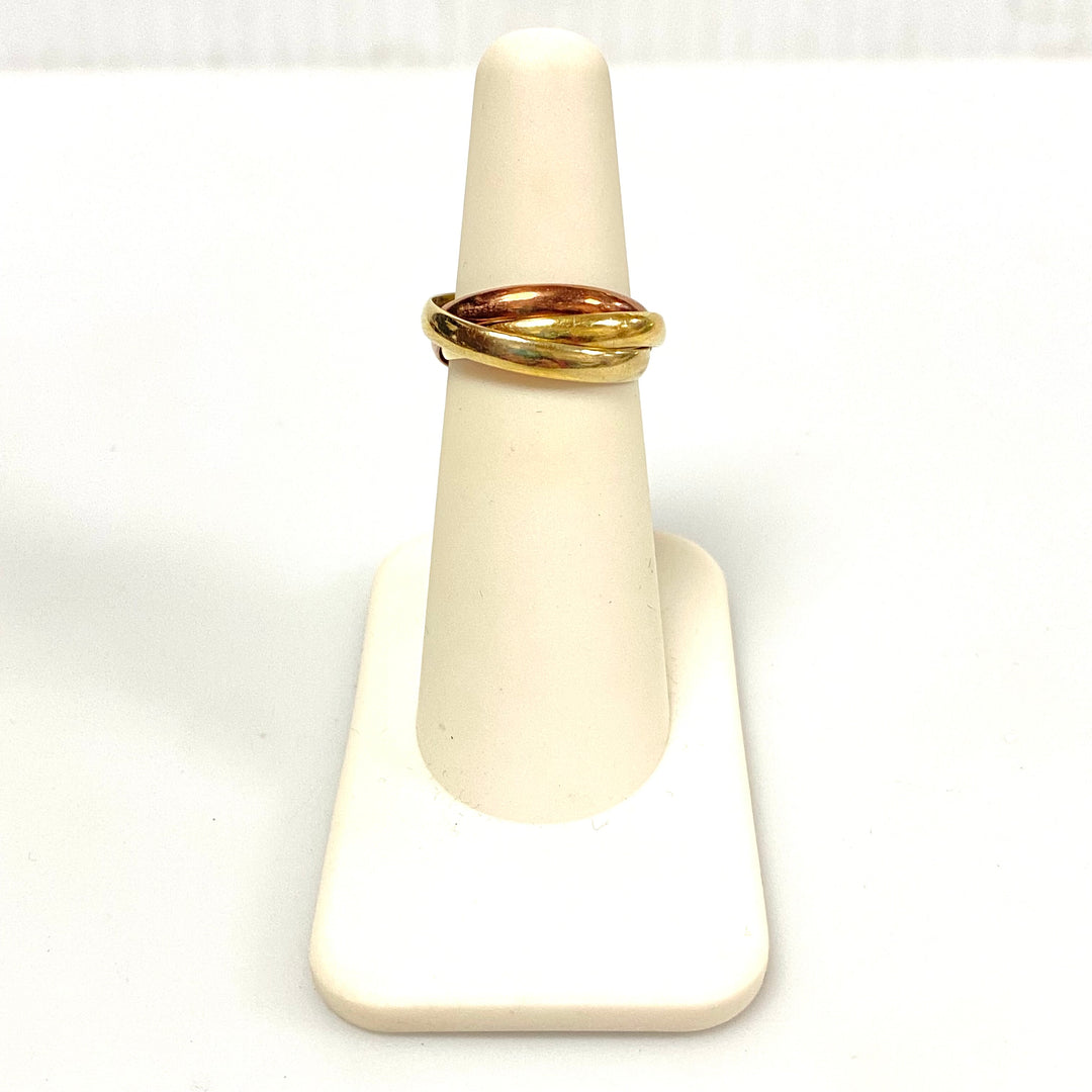 u970 Vintage .333/9k Yellow Rose Gold 2.5mm 3 Mixed Bands Ring Size 6
