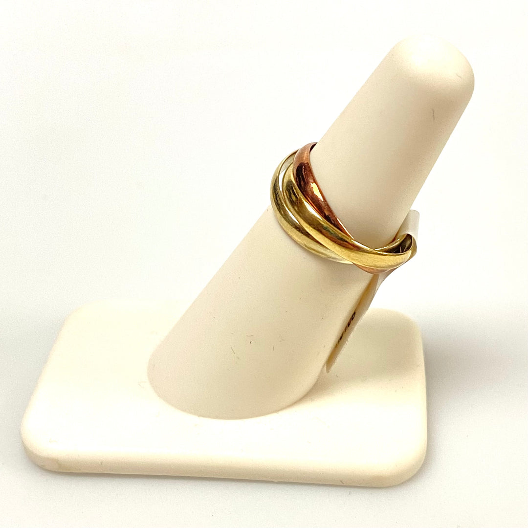 u970 Vintage .333/9k Yellow Rose Gold 2.5mm 3 Mixed Bands Ring Size 6