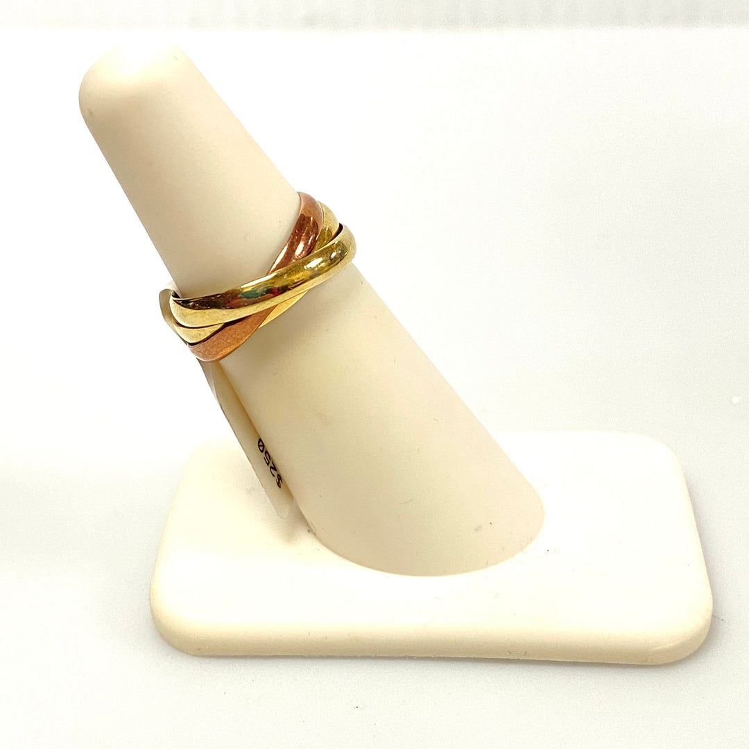 u970 Vintage .333/9k Yellow Rose Gold 2.5mm 3 Mixed Bands Ring Size 6