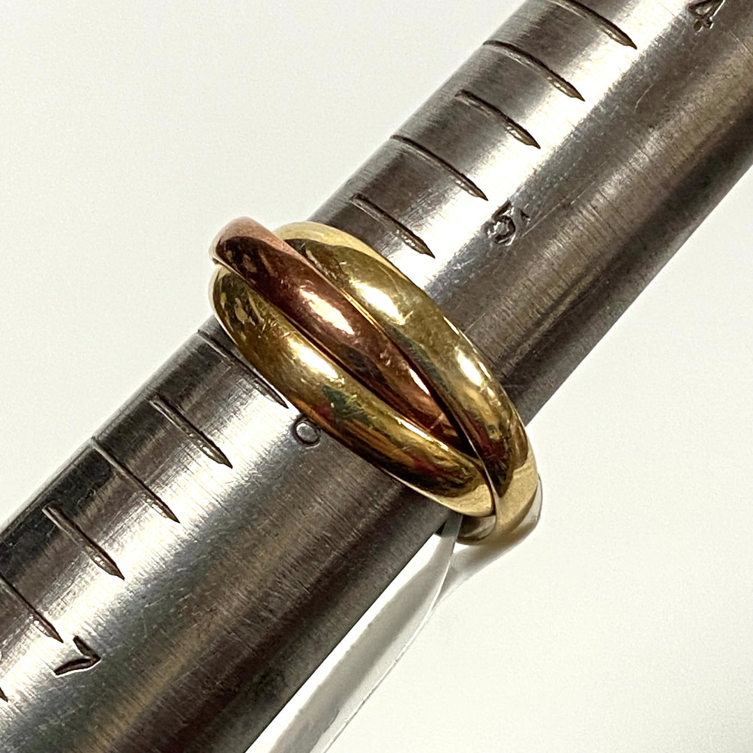u970 Vintage .333/9k Yellow Rose Gold 2.5mm 3 Mixed Bands Ring Size 6