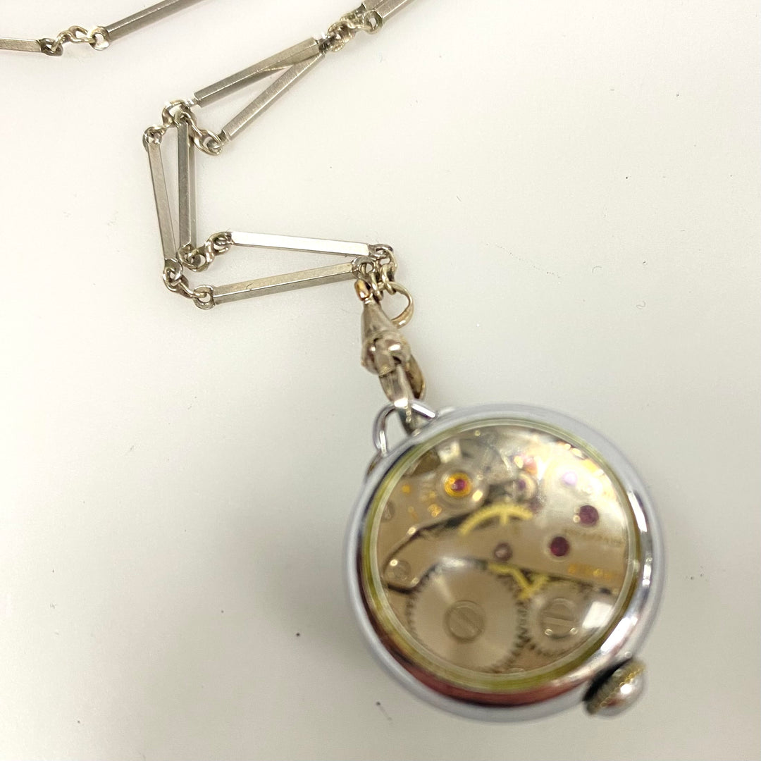 u983 Vintage Bucherer Swiss Mechanical 17J Nurses Pendant Watch on 30" Chain