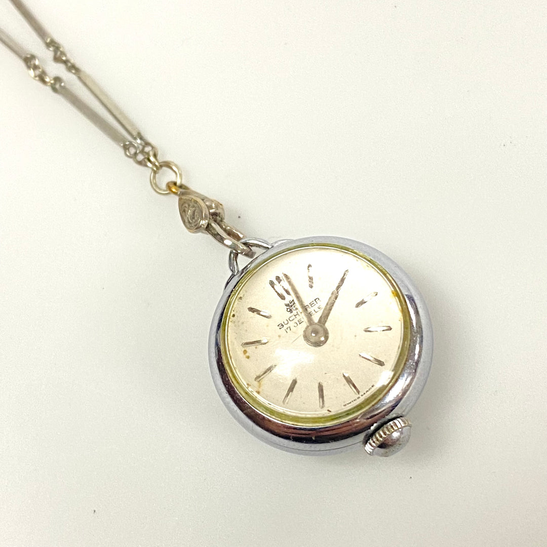 u983 Vintage Bucherer Swiss Mechanical 17J Nurses Pendant Watch on 30" Chain