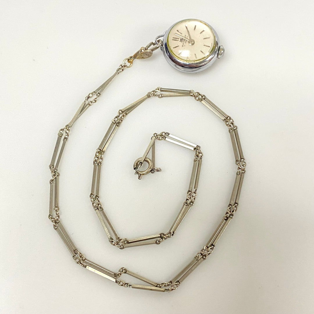 u983 Vintage Bucherer Swiss Mechanical 17J Nurses Pendant Watch on 30" Chain