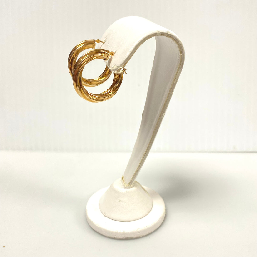 u995 Vintage Classic 14K Yellow Gold Hanging Twisted Hoop Earrings
