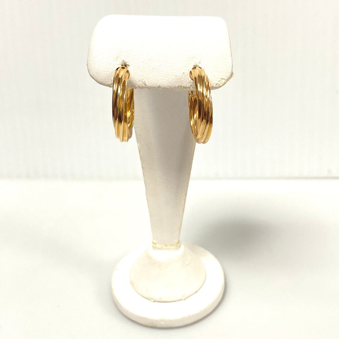 u995 Vintage Classic 14K Yellow Gold Hanging Twisted Hoop Earrings