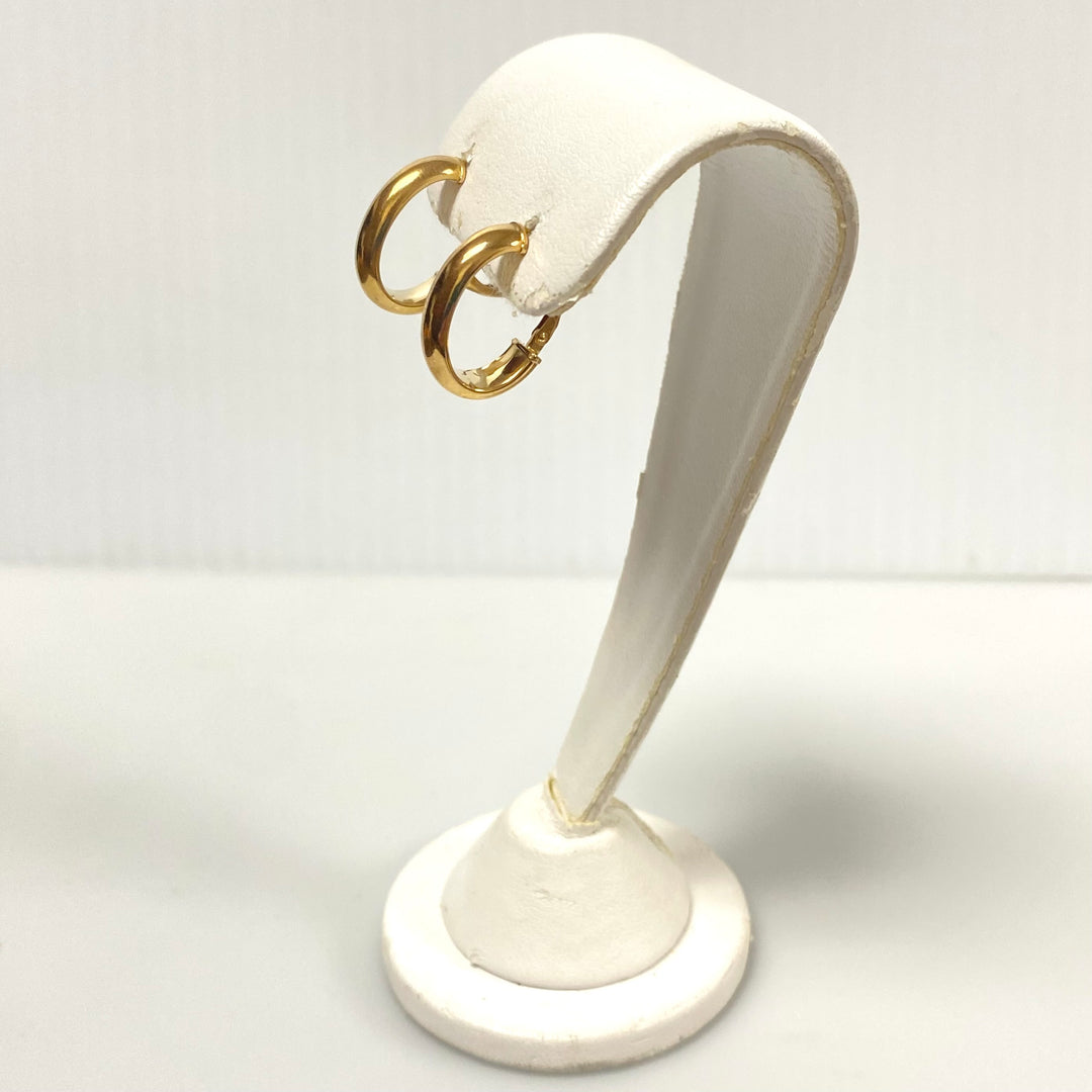 u997 Vintage Classic 14K Yellow Gold Hanging Oval Hoop Earrings