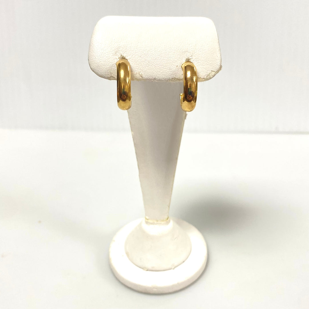 u997 Vintage Classic 14K Yellow Gold Hanging Oval Hoop Earrings