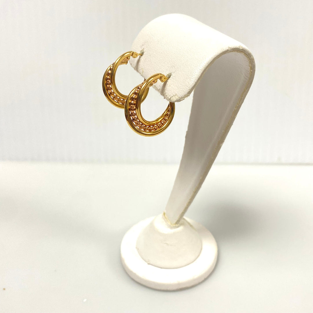 u999 Vintage Classic 14K Yellow Gold Fancy Hoop Earrings