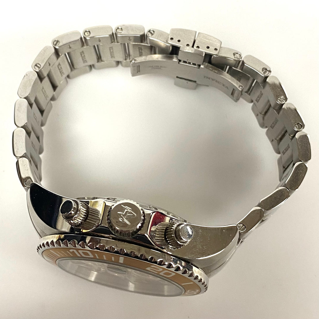 v008 INVICTA Reserve Pro-Diver 500m WR Stainless Steel Champagne Dial Men's Wrist Watch #13986 Flame-Fusion Crystal +Box