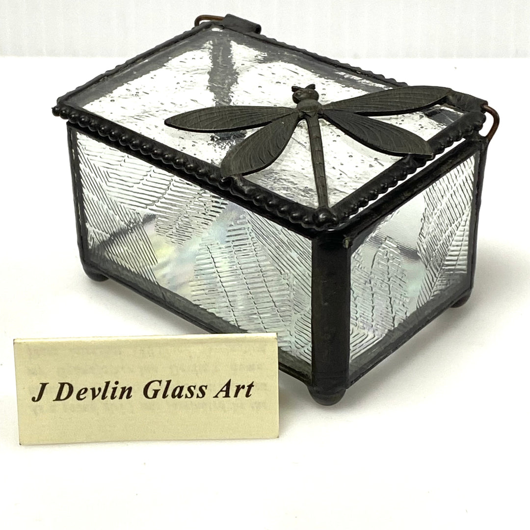 v014 Vintage J Devlin Glass Art Collection Trinket Jewelry Gift Souvenir Box