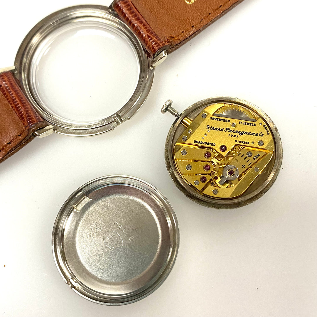 v018 Vintage Girard Perregaux Mechanical 14K White Gold 17 Jewels Wrist Watch