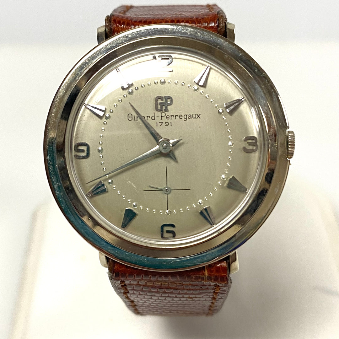 v018 Vintage Girard Perregaux Mechanical 14K White Gold 17 Jewels Wrist Watch