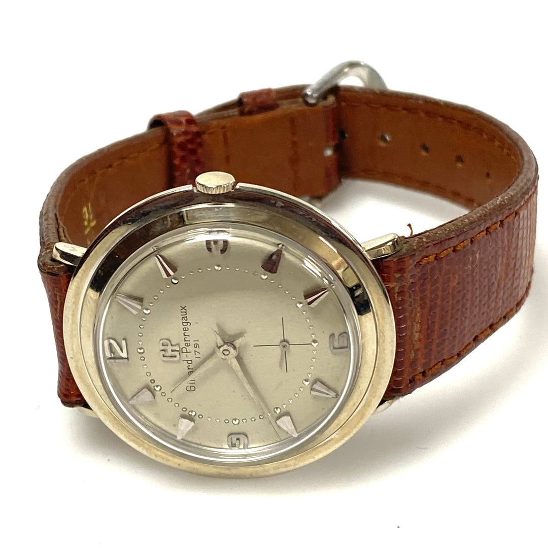 v018 Vintage Girard Perregaux Mechanical 14K White Gold 17 Jewels Wrist Watch