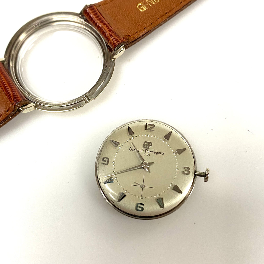 v018 Vintage Girard Perregaux Mechanical 14K White Gold 17 Jewels Wrist Watch