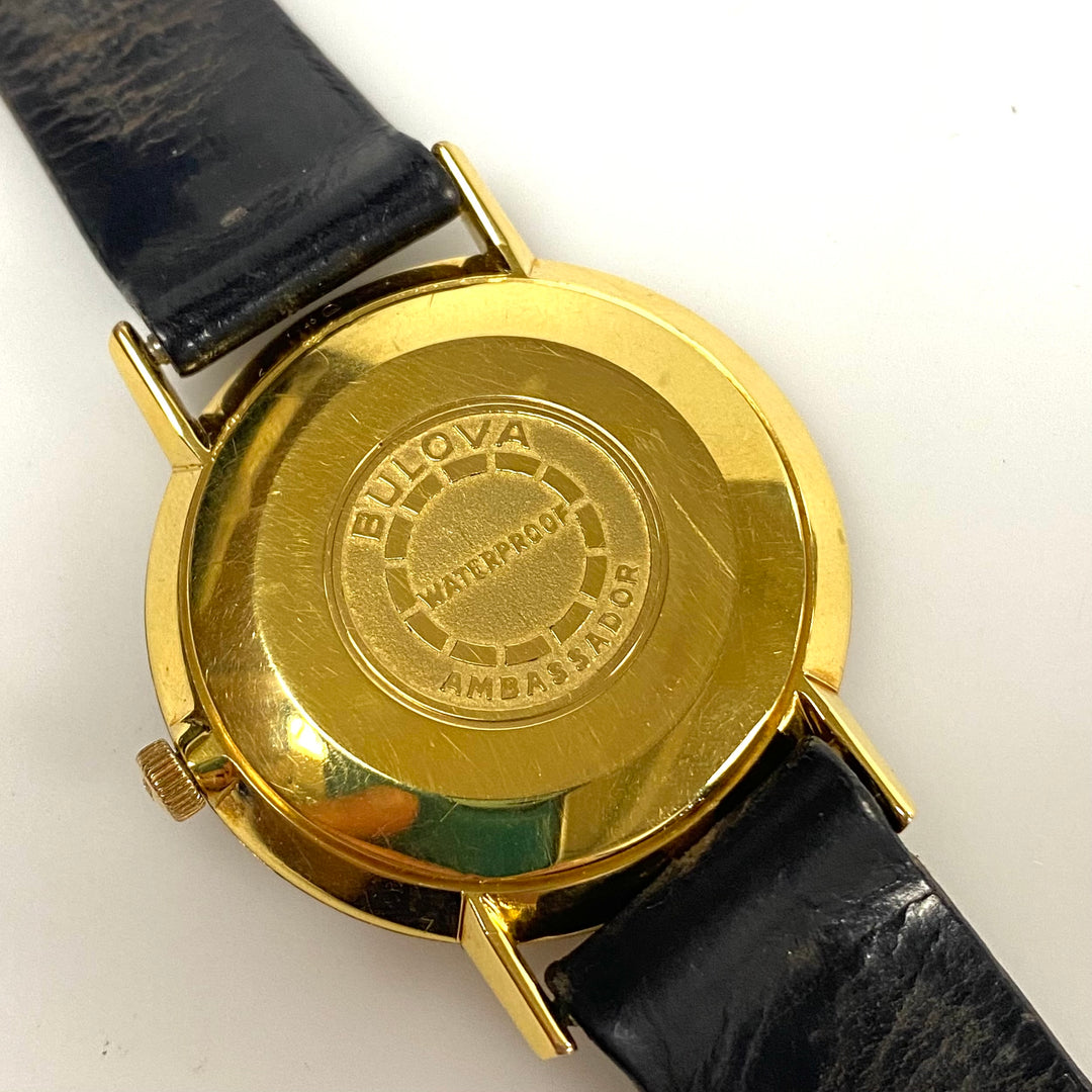 v019 Vintage Bulova Ambassador Automatic Gold Tone Swiss 30 Jewels Wrist Watch