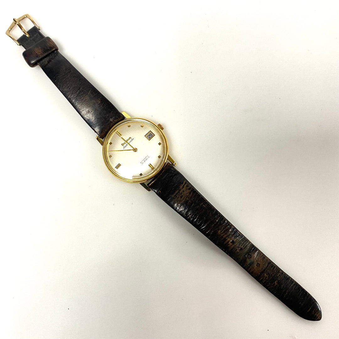 v019 Vintage Bulova Ambassador Automatic Gold Tone Swiss 30 Jewels Wrist Watch