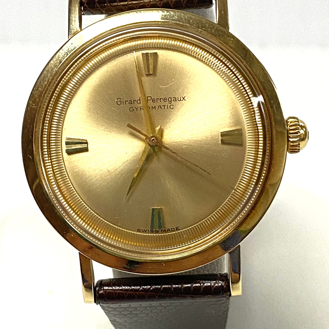 v020 Vintage Girard Perregaux Gyromatic 14K Yellow Gold 17 Jewels Wrist Watch
