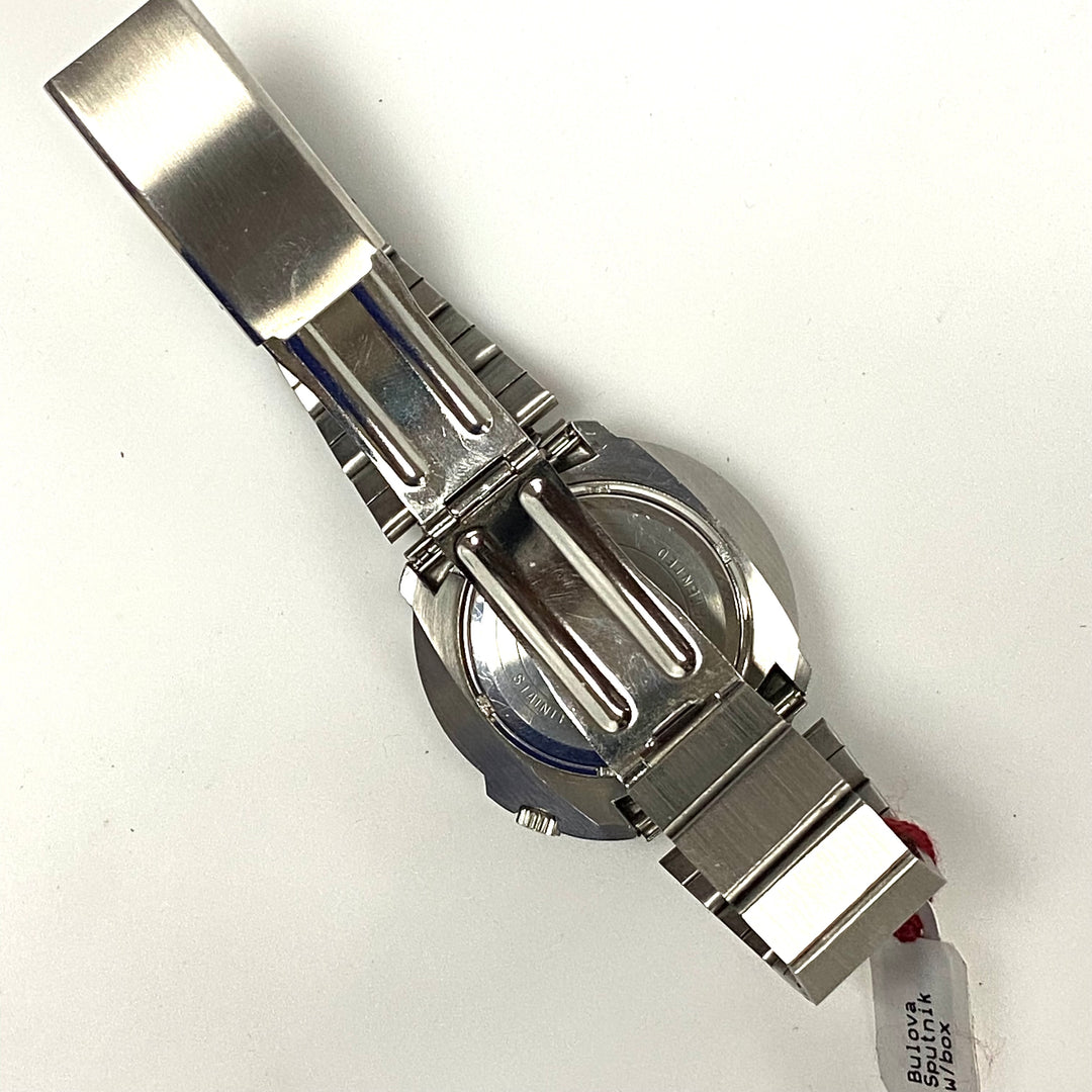 v022 Vintage Bulova Accutron Sputric 2181 Swiss Stainless Steel Wrist Watch +Box
